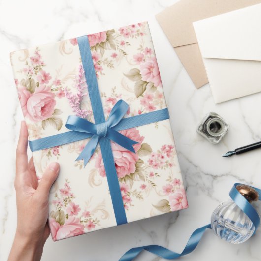 Roze roze rozen cadeaupapier (Geschenken)