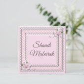 roze roze rozen Shaadi Mubarak Kaart (Staand voorkant)