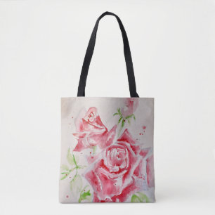 Roze Roze Rozen Waterverf Bloem Bloemen Kunst Draagtas