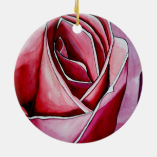 Roze roze rozenbloem waterverf abstracte kunst keramisch ornament