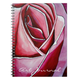 Roze roze rozenbloem waterverf abstracte kunst notitieboek