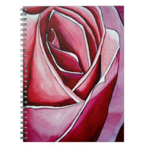 Roze roze rozenbloem waterverf abstracte kunst notitieboek