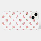 Roze roze rozenpatroon op wit Case-Mate iPhone case (Achterkant (horizontaal))