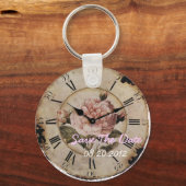  roze roze steampunk bruiloft sleutelhanger (Voorkant)