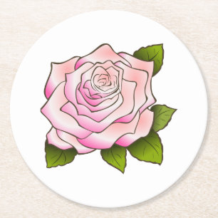 roze roze tekening ronde kartonnen onderzetter