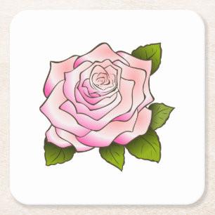 roze roze tekening vierkante kartonnen onderzetter