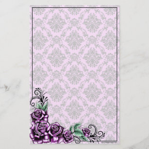 Roze Roze Valentijn Baroque Pattern Stationery Briefpapier