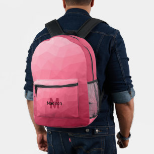 Roze roze verloop geometrisch mesh patroon Monogra Bedrukte Rugzak