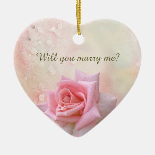 Roze roze Verloving Heart Keramisch Ornament (Voorkant)