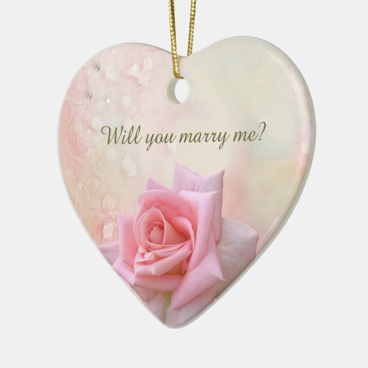 Roze roze Verloving Heart Keramisch Ornament (Links)