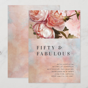 Roze roze vijftig Fabulous Floral Minimal Botanisc Kaart