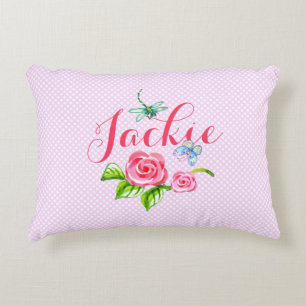 Roze roze vlinder Natuur pokadots Accent Kussen