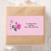 Roze roze vlinderbloemige vlinder Harten Labels (Insitu)