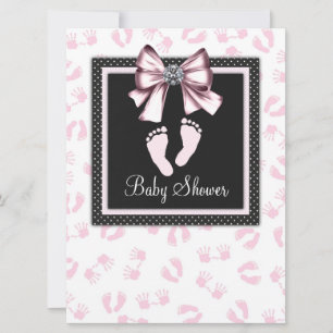 Roze Roze Voetafdrukken Baby shower Kaart
