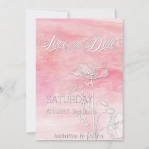 ROZE ROZE WATERVERF PAPAVERS SAVE THE DATE