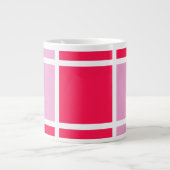 Roze roze witte lijnen vierkant geometrisch extra grote beker (Voorkant)