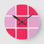 Roze roze witte lijnen vierkant geometrisch ronde klok (Voorkant)