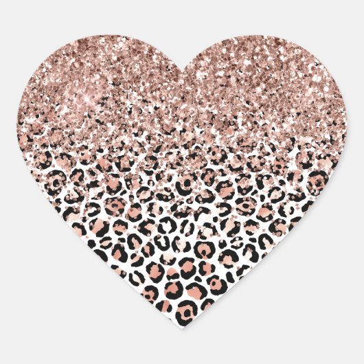 Roze roze zwarte witte luipaard glitter Sparkle Hart Sticker (Voorkant)