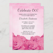  roze rozen 60e verjaardag kaart (Voorkant / Achterkant)