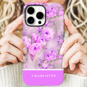 Roze Rozen Aangepaste Naam Bloemen Case-Mate iPhone Case