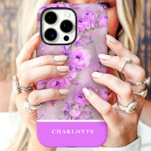 Roze Rozen Aangepaste Naam Bloemen Case-Mate iPhone Case