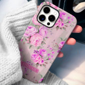 Roze rozen Aangepaste naam bloemstuk Case-Mate iPhone Case
