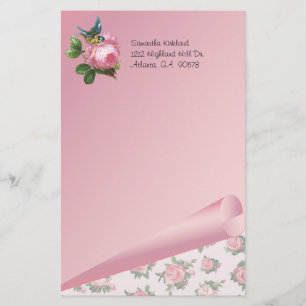 Roze rozen aangepaste schrijfbenodigdheden briefpapier