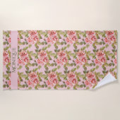   roze rozen Aangepaste slagkabel Strandlaken (Voorkant)