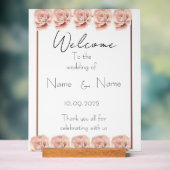 Roze rozen acryl bruiloft teken acryl bord (Neutraal)