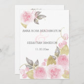 *~* Roze Rozen AR12 FOTO QR - RSVP Bloemen Huwelij Kaart (Voorkant / Achterkant)