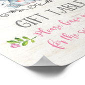 Roze rozen Baby Elephant Gift Table Sign Decor Poster (Hoek)