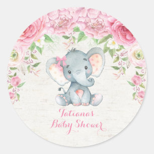 Roze Rozen Baby Olifant Dank u Sticker gunsten