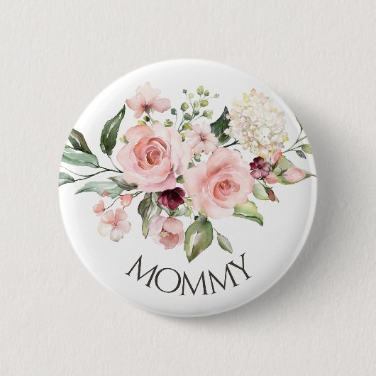 Roze Rozen Baby shower Button Mama (Voorkant)