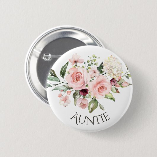 Roze Rozen Baby shower Button Tante Button (Voorkant /achterkant)