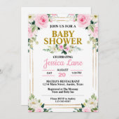 Roze Rozen Baby shower Kaart (Voorkant / Achterkant)