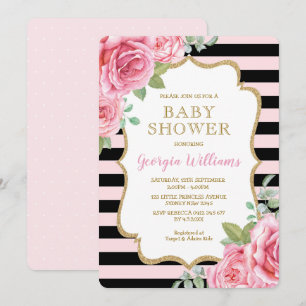  roze rozen Baby shower Parijs Stripes Kaart