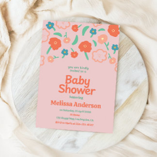 Roze Rozen Baby Shower Uitnodiging voor Meisje