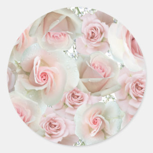 Roze rozen & baby's adem WILLEKEURIGE KLEUR Sticke Ronde Sticker