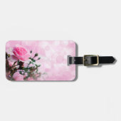 Roze rozen bagagelabel (Voorkant horizontaal)