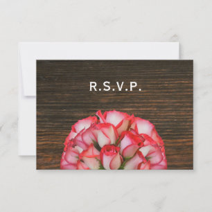 Roze Rozen & Barnwood Rustieke Bruiloft RSVP