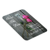 Roze Rozen & Barnwood Save The Date Magnet Magneet (Rechterzijde)