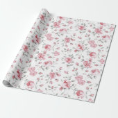 Roze Rozen Bloem Bruiloftsborrel Cadeaupapier (Uitgerold)