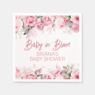 Roze Rozen Bloem Meisje Baby Shower Servet