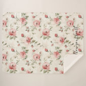 Roze Rozen Bloem  Sherpa Deken (Voorkant (horizontaal))