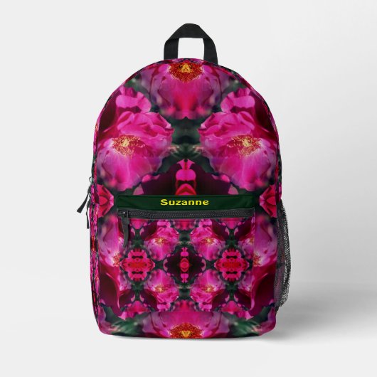 Roze Rozen Bloemen Abstract gepersonaliseerd Bedrukte Rugzak (Voorkant)