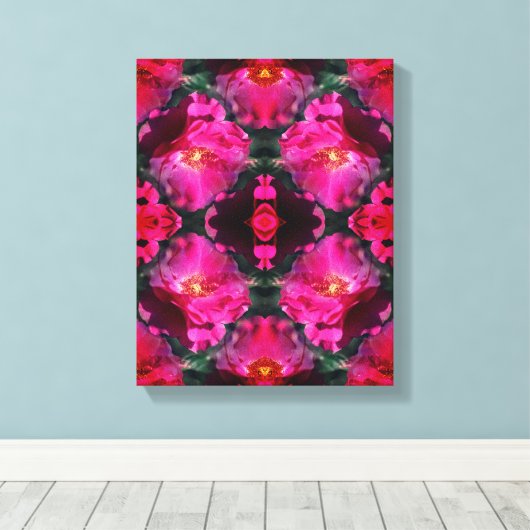 Roze Rozen Bloemen Abstracte kunst Canvas Afdruk (Insitu (Houten vloer))
