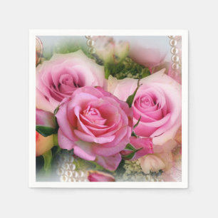 Roze Rozen Bloemen Art Compositie Servetten