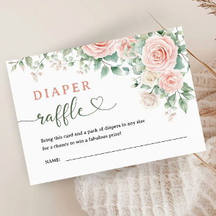 Roze Rozen Bloemen Baby shower Luier Raffle Informatiekaartje