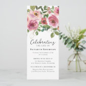 Roze Rozen Bloemen Begrafenis Digitale Editie Kaart (Staand voorkant)