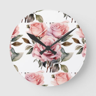 Roze Rozen Bloemen Bloemstuk Klok